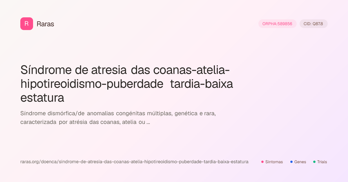 Síndrome de atresia das coanas-atelia-hipotireoidismo-puberdade tardia ...
